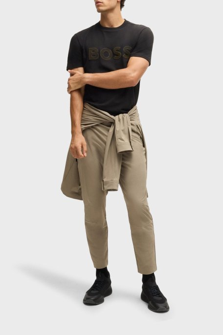 Boss Streç Pamuklu Regular Fit Büyük Logolu Erkek T Shirt 50535170 001 SİYAH - Boss (1)