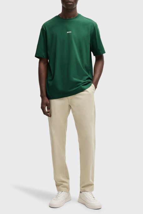 Boss Streç Pamuklu Relaxed Fit Bisiklet Yaka Erkek T Shirt 50473278 343 YEŞİL - Boss (1)