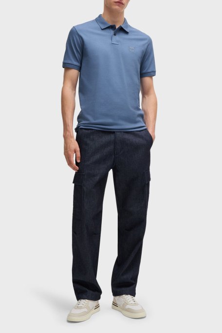 Boss Streç Pamuklu Slim Fit Düğmeli Polo Yaka Erkek T Shirt 50507803 466 LACİVERT - Boss (1)