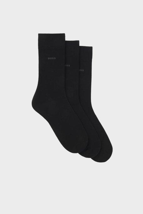 Boss Streç Pamuku Logolu Uzun 3 Pack Erkek Çorap 50469839 001 SİYAH - Boss