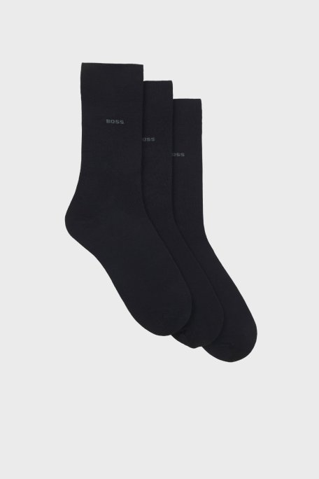 Boss Streç Pamuku Logolu Uzun 3 Pack Erkek Çorap 50469839 401 LACİVERT - Boss