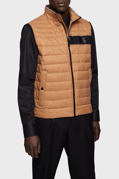 Boss Su Geçirmez Regular Fit Dik Yaka Erkek Yelek 50464300 260 BEJ - Boss