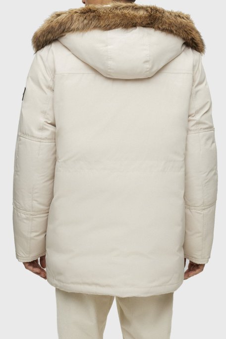 Boss Su İtici Çıkarılabilir Kapüşonlu Kuş Tüyü Dolgulu Regular Fit Erkek Mont 50499371 131 BEJ - Boss (1)