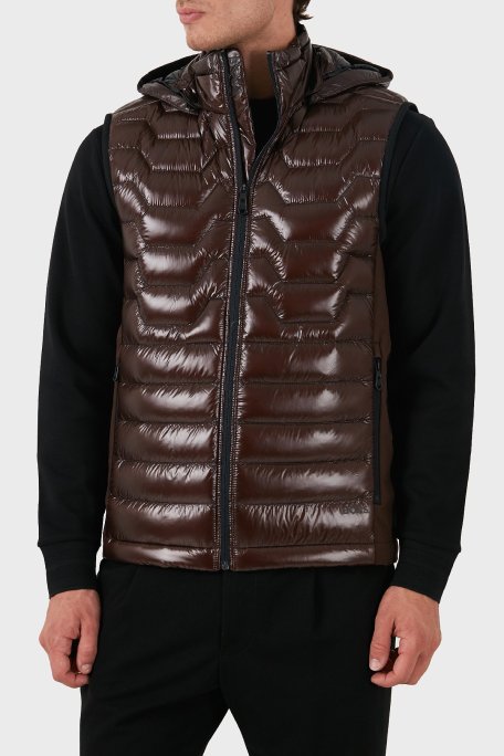 Boss Su İtici Regular Fit Kapüşonlu Kuş Tüyü Dolgulu Şişme Erkek Yelek 50517763 213 KAHVE - Boss