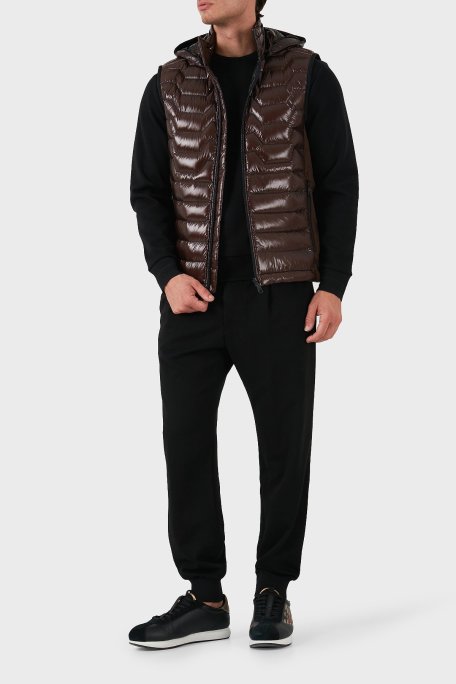 Boss Su İtici Regular Fit Kapüşonlu Kuş Tüyü Dolgulu Şişme Erkek Yelek 50517763 213 KAHVE - Boss (1)