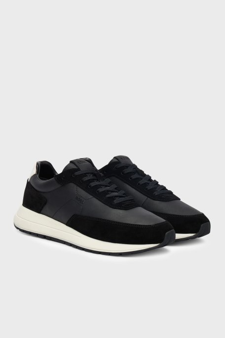 Boss Süet Detaylı Logolu Sneaker Erkek Ayakkabı 50557837 001 SİYAH - Boss (1)