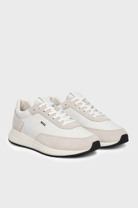 Boss Süet Detaylı Logolu Sneaker Erkek Ayakkabı 50557837 100 BEYAZ - Boss (1)