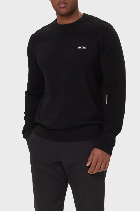 Boss Yün Karışımlı Regular Fit Bisiklet Yaka Erkek Kazak 50547507 001 SİYAH - Boss