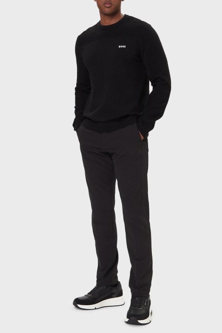 Boss Yün Karışımlı Regular Fit Bisiklet Yaka Erkek Kazak 50547507 001 SİYAH - Boss (1)