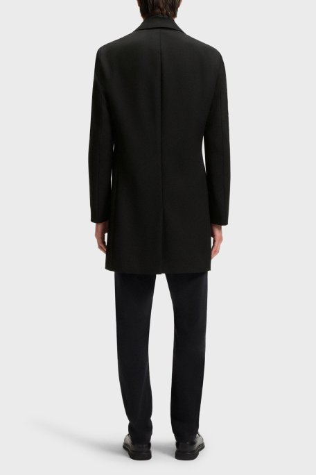 Boss Yün Karışımlı Su İtici Slim Fit Çıkarılabilir Yaka Uzun Erkek Kaban 50551117 001 SİYAH - Boss (1)