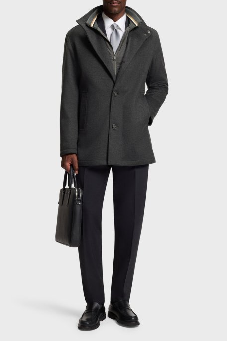 Boss Yün ve Kaşmir Karışımlı Relaxed Fit Dik Yaka Erkek Kaban 50549193 030 GRİ - Boss (1)