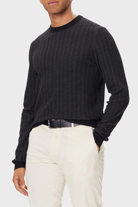 Boss Yün ve Pamuk Karışımlı Regular Fit Bisiklet Yaka Erkek Kazak 50549985 001 SİYAH - Boss