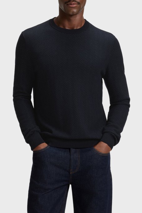 Boss Yün ve Pamuk Karışımlı Regular Fit Bisiklet Yaka Erkek Sweat 50549985 404 LACİVERT - Boss