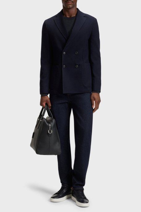 Boss Yün ve Pamuk Karışımlı Regular Fit Bisiklet Yaka Erkek Sweat 50549985 404 LACİVERT - Boss (1)