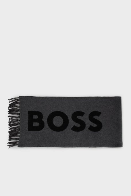 Boss Yünlü Logolu 140 x 140 cm Erkek Atkı 50527099 032 ANTRASİT - Boss