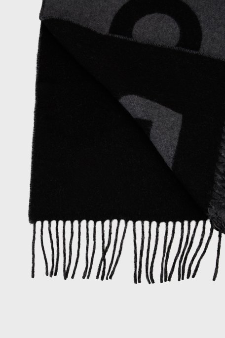 Boss Yünlü Logolu 140 x 140 cm Erkek Atkı 50527099 032 ANTRASİT - Boss (1)