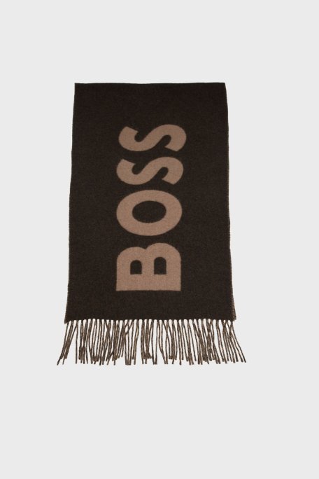 Boss Yünlü Logolu 140 x 140 cm Erkek Atkı 50527099 346 KAHVE - Boss