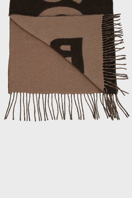 Boss Yünlü Logolu 140 x 140 cm Erkek Atkı 50527099 346 KAHVE - Boss (1)