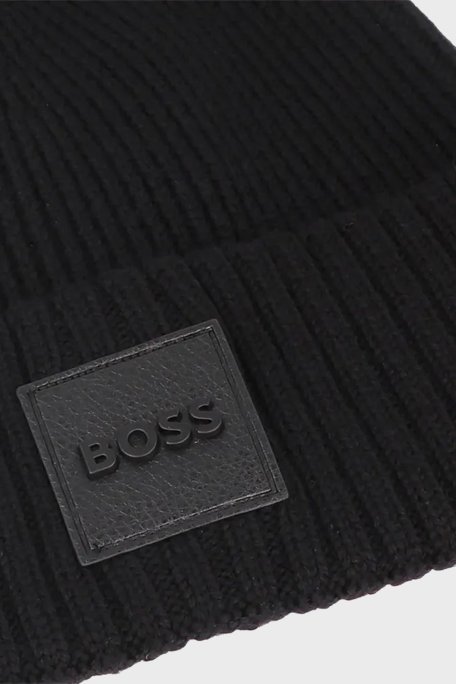 Boss Yünlü Logolu Erkek Bere 50522426 001 SİYAH - Boss (1)