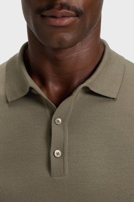 Boss Yünlü Regular Fit Düğmeli Erkek Polo Yaka Kazak 50476357 245 HAKİ - Boss (1)