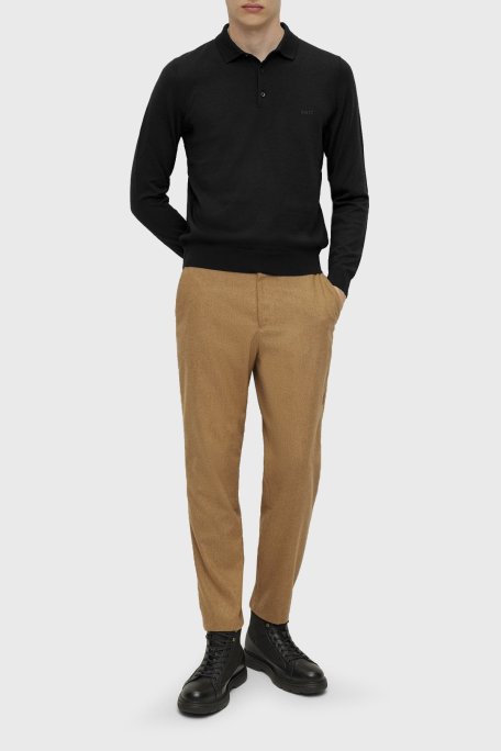 Boss Yünlü Regular Fit Polo Yaka Erkek Kazak 50476357 001 SİYAH - Boss (1)