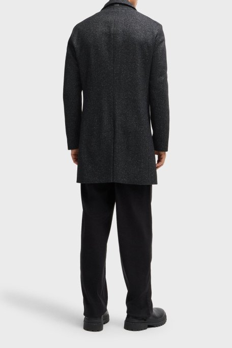 Boss Yünlü Slim Fit Mono Yaka Erkek Kaban 50528177 001 SİYAH - Boss (1)