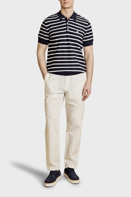 Brooks Brothers Çizgili Rayon Kısa Kollu Düğmeli Erkek Polo Yaka Kazak BBSS26MKL004388 Lacivert Kırık Beyaz - Brooks Brothers (1)