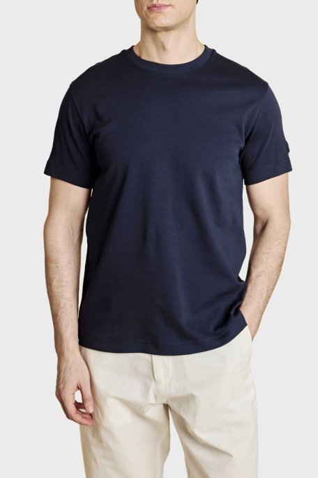 Brooks Brothers Patch Logolu % 100 Pamuk Bisiklet Yaka Erkek T Shirt BBSS26MTS002137 Lacivert - Brooks Brothers