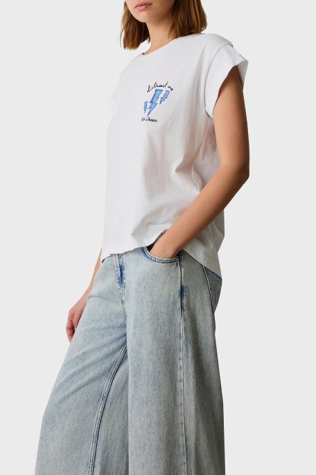 BSB % 100 Pamuk Regular Fit Bisiklet Yaka Baskılı Bayan T Shirt 053-210006.002 BEYAZ - BSB (1)