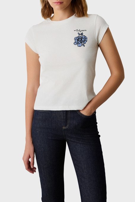 BSB % 100 Pamuk Regular Fit Bisiklet Yaka Sırt Baskılı Bayan T Shirt 053-210007.004 EKRU - BSB