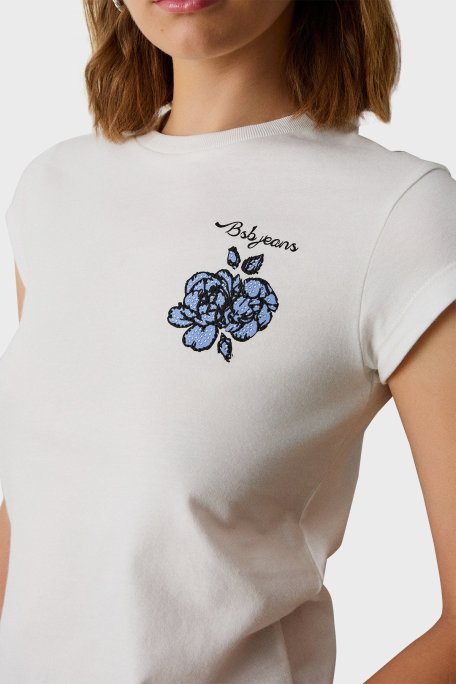 BSB % 100 Pamuk Regular Fit Bisiklet Yaka Sırt Baskılı Bayan T Shirt 053-210007.004 EKRU - BSB (1)