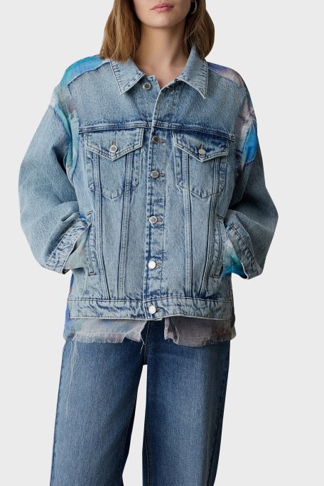 BSB % 100 Pamuk Regular Fit Düz Yaka Kumaş Detaylı Bayan Kot Ceket 053-217904.097 MAVİ - Bsb