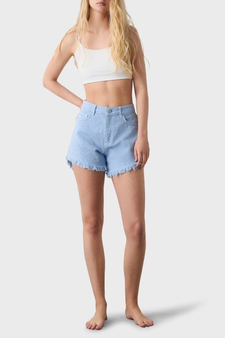 BSB % 100 Pamuk Regular Fit Yüksek Bel Kot Bayan Short 053-241801.060 MAVİ - BSB (1)