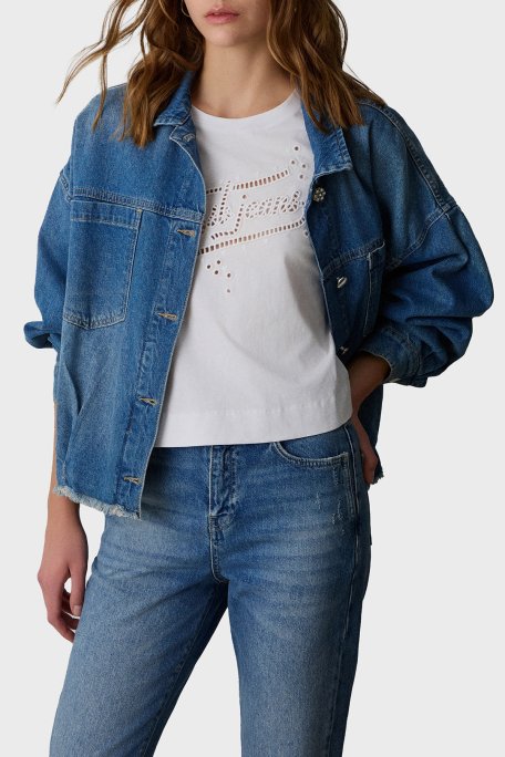 BSB Ajurlu % 100 Pamuk Regular Fit Bisiklet Yaka Kadın Bluz 053-210083.002 BEYAZ - BSB (1)