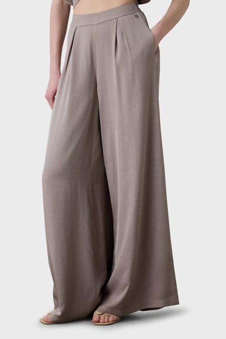 BSB Wide Leg Yüksek Bel Geniş Paça Pileli Bayan Pantolon 053-212020.131 BEJ - BSB