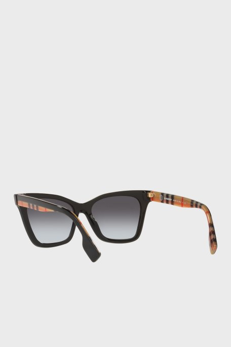 Burberry Logolu Cat Eye Güneş Bayan Gözlük 0BE4346 39428G 53 Siyah - Burberry (1)