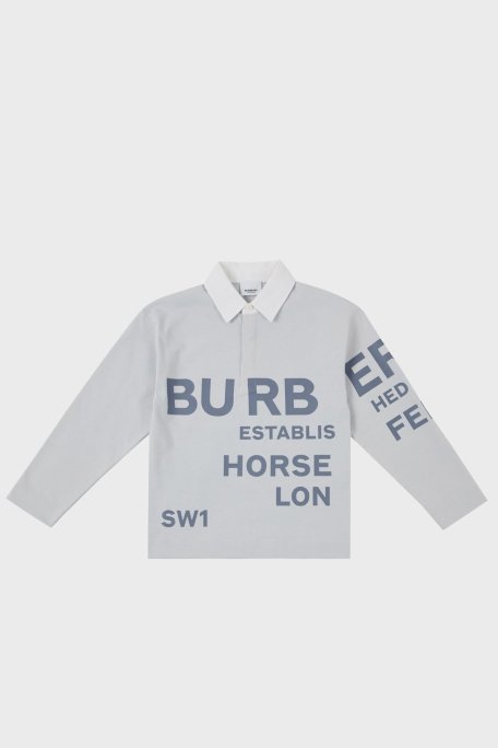Burberry Pamuklu Çocuk Polo Yaka Sweat 8047547 STERLING GREY GRİ - Burberry