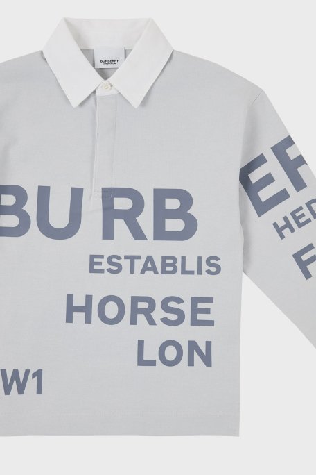 Burberry Pamuklu Çocuk Polo Yaka Sweat 8047547 STERLING GREY GRİ - Burberry (1)