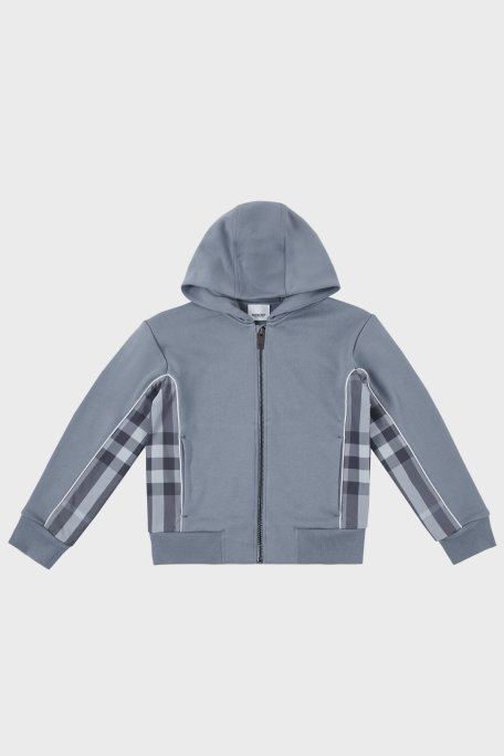 Burberry Pamuklu Fermuarlı Kapüşonlu Çocuk Sweat 8047429 SHALE BLUE Buz Mavisi - Burberry