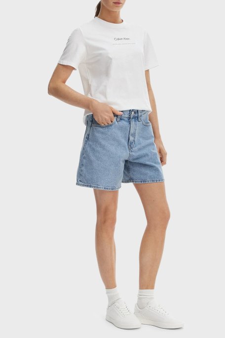 Calvin Klein % 100 Pamuk Bisiklet Yaka Logolu LV047C811GYAF Kadın T Shirt LV047C811G YAF BEYAZ - Calvin Klein (1)