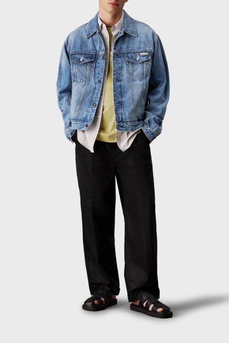 Calvin Klein % 100 Pamuk Comfort Fit Uzun Kollu LV04RB794GUBE Erkek Kot Ceket LV04RB794G UBE MAVİ - Calvin Klein (1)