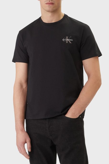 Calvin Klein % 100 Pamuk Logolu Bisiklet Yaka Erkek T Shirt LV04RF278G UB1 SİYAH - Calvin Klein