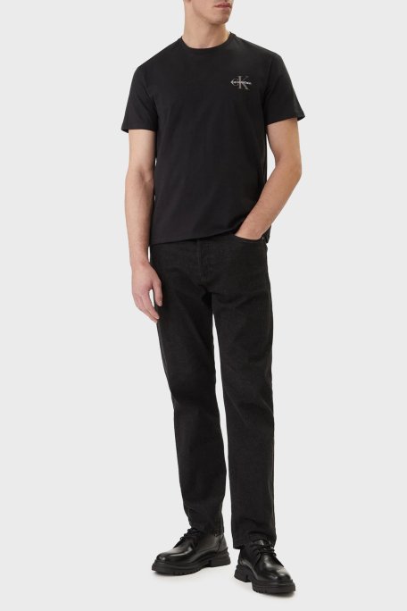 Calvin Klein % 100 Pamuk Logolu Bisiklet Yaka Erkek T Shirt LV04RF278G UB1 SİYAH - Calvin Klein (1)