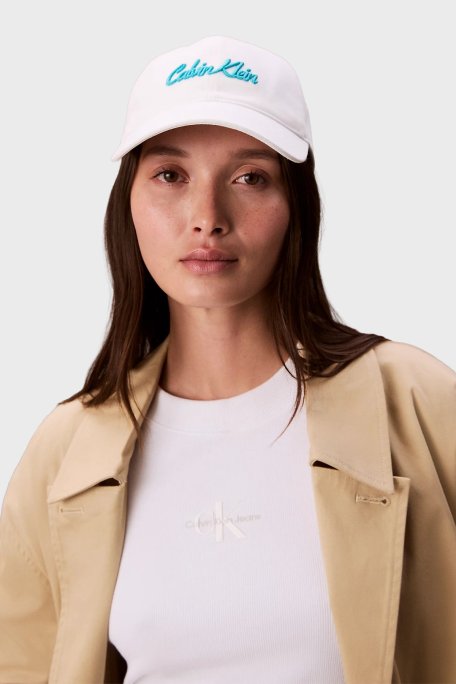 Calvin Klein % 100 Pamuk Logolu LV04K5044GYAA Bayan Şapka LV04K5044G YAA BEYAZ - Calvin Klein (1)