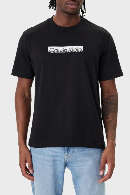 Calvin Klein % 100 Pamuk Logolu Slim Fit Bisiklet Yaka LV04LF812G UB1 Erkek T Shirt LV04LF812G UB1 SİYAH - Calvin Klein
