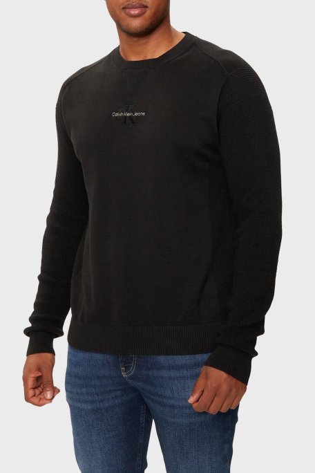 Calvin Klein % 100 Pamuk Regular Fit Bisiklet Yaka J30J3256710GM Erkek Kazak J30J325671 0GM SİYAH - Calvin Klein