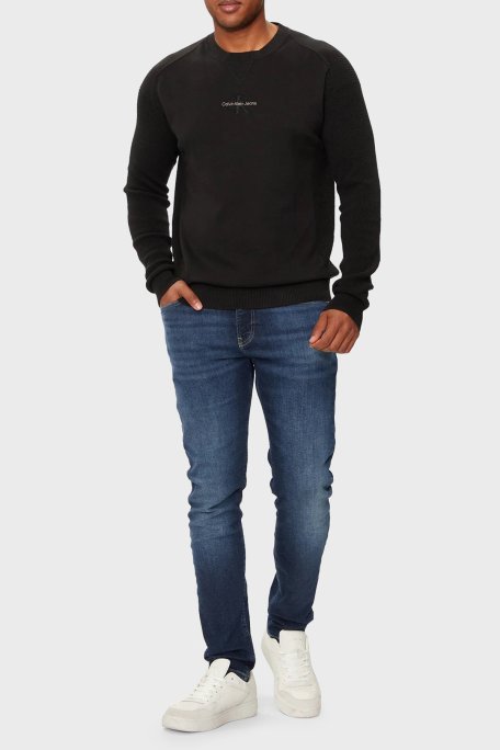 Calvin Klein % 100 Pamuk Regular Fit Bisiklet Yaka J30J3256710GM Erkek Kazak J30J325671 0GM SİYAH - Calvin Klein (1)