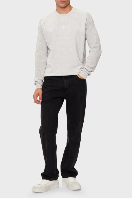 Calvin Klein % 100 Pamuk Regular Fit Bisiklet Yaka J30J325671P6G Erkek Kazak J30J325671 P6G AÇIK GRİ - Calvin Klein (1)