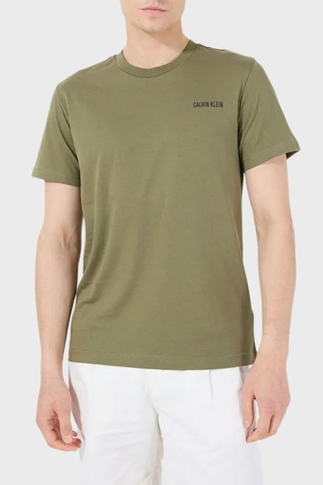 Calvin Klein % 100 Pamuk Regular Fit Bisiklet Yaka KM0KM01146LB6 Erkek T Shirt KM0KM01146 LB6 HAKİ - Calvin Klein