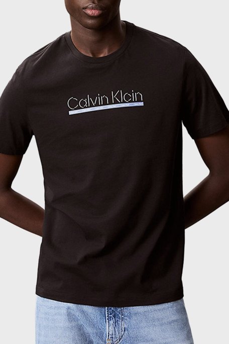 Calvin Klein % 100 Pamuk Regular Fit Bisiklet Yaka Logolu LV04RC852GUB1 Erkek T Shirt LV04RC852G UB1 SİYAH - Calvin Klein